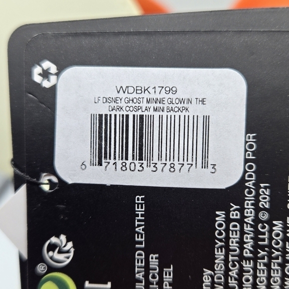 Loungefly Disney Ghost Minnie Mouse Glow in the Dark Backpack - Picture 10 of 11